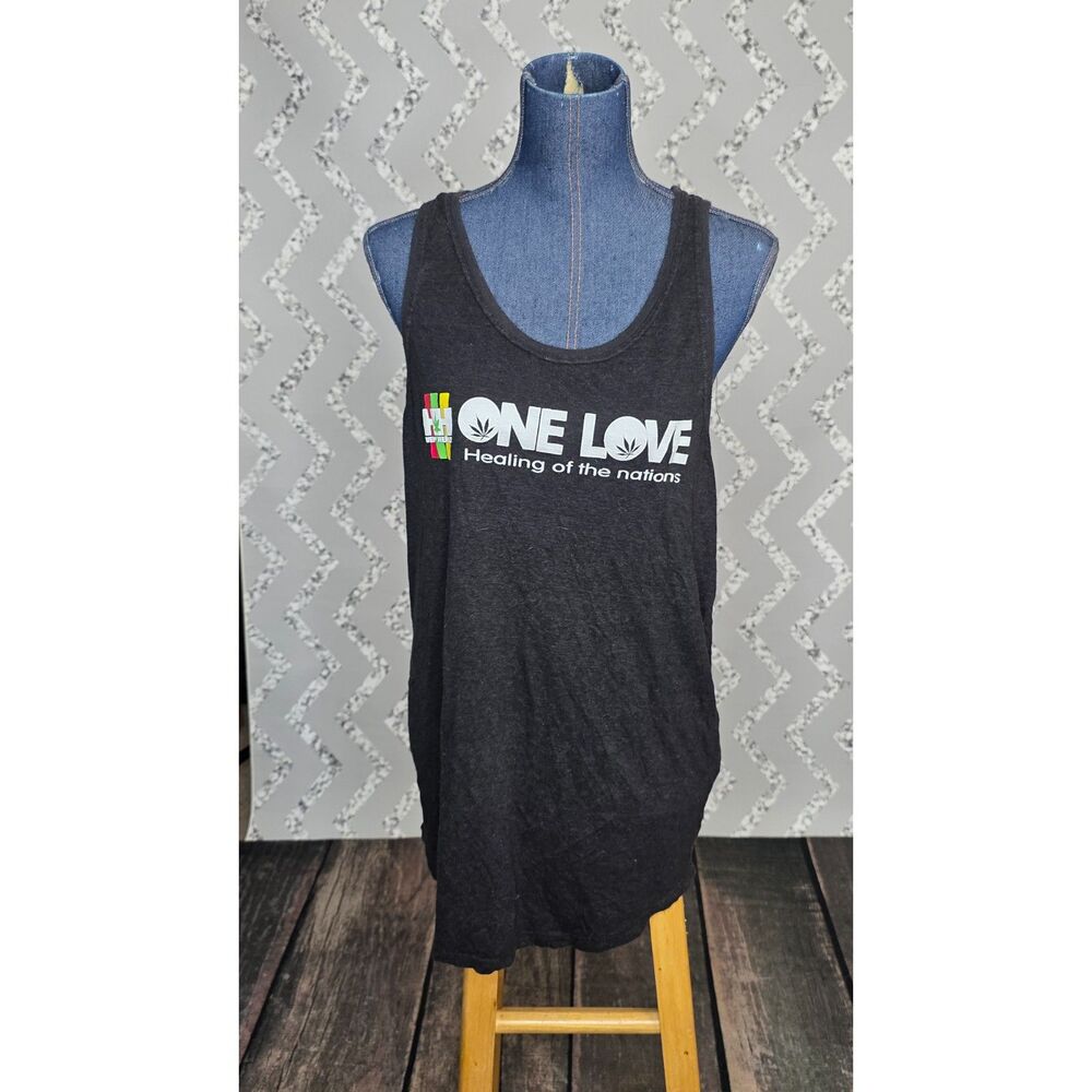 Vital Hemp ONE LOVE Tank Top 2XL Black NWT Made in USA Hemp Heals XXL